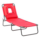 Outsunny Folding Sun Lounger Set of 2 Reclining Chair with Reading Hole