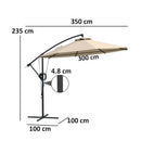 Outsunny 3(m) Cantilever Banana Parasol with Cover Wind Strap UPF50+