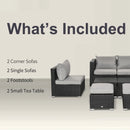 Outsunny  Rattan 8pc Sofa  set -  Black