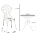 Outsunny Aluminium Bistro Set Garden Coffee Table Chair Outdoor Dining Set White