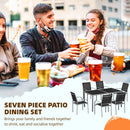 Outsunny 7 Piece Garden Dining Set, Steel Outdoor Table and Chairs, Black