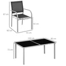 Outsunny 7 Piece Garden Dining Set, Steel Outdoor Table and Chairs, Black