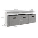 HOMCOM Shoe Bench With Seat, Shoe Storage Bench With Fabric Drawers, White