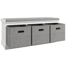 HOMCOM Shoe Bench With Seat, Shoe Storage Bench With Fabric Drawers, White
