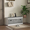 HOMCOM Shoe Bench With Seat, Shoe Storage Bench With Fabric Drawers, White