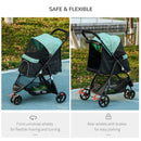 PawHut Dog Stroller for XS Dogs, S Dogs, Cats with Rain Cover