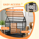 PawHut 48 Inch Heavy Duty Dog Crate On Wheels W/ Removable Tray, Openable Top