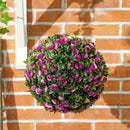 HOMCOM Set of 2 Artificial Plant Topiary Rose Balls, Faux Plants