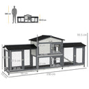 PawHut Rabbit Hutch, 2-Tier Guinea Pig Hutch, w/ Two Runs, Pull-Out Tray