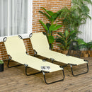 Outsunny Folding Sun Loungers Set of 2 with Adjustable Backrest