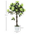 Outsunny Set of 2 90cm Artificial Rose Tree, Fake Decorative Plant