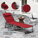 Outsunny Folding Sun Lounger with 5-Level Reclining Back, Side Table