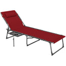 Outsunny Folding Sun Lounger with 5-Level Reclining Back, Side Table
