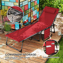 Outsunny Folding Sun Lounger with 5-Level Reclining Back, Side Table