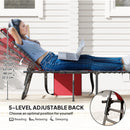 Outsunny Folding Sun Lounger with 5-Level Reclining Back, Side Table