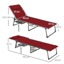 Outsunny Folding Sun Lounger with 5-Level Reclining Back, Side Table