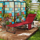 Outsunny Folding Sun Lounger with 5-Level Reclining Back, Side Table