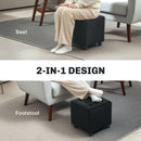 HOMCOM Square Footstool Small Ottoman with Wood Legs for Bedroom