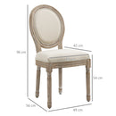 HOMCOM French-Style Dining Chairs Set of 2 with Linen Upholstery, Cream