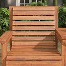 Outsunny Wooden Garden Love Seat w/ Coffee Table Partner Bench Tan Brown