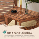 Outsunny Wooden Garden Love Seat w/ Coffee Table Partner Bench Tan Brown