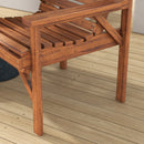 Outsunny Wooden Garden Love Seat w/ Coffee Table Partner Bench Tan Brown