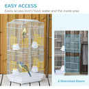 Bird Cage with Stand, Perches, Food Bowls, Swing, 46.5 x 35.5 x 92cm, White