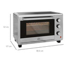 HOMCOM 30L Mini Oven with Adjustable Temperature, 60 Min Time 1600W, Silver