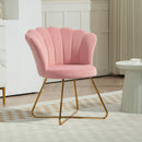 HOMCOM Accent Chair, Velvet Armchair with Lotus Backrest, Steel Legs