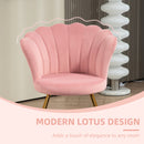 HOMCOM Accent Chair, Velvet Armchair with Lotus Backrest, Steel Legs
