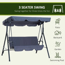 Outsunny  Metal Swing Chair 3-Seater - Grey