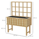 Outsunny Wood Raised Planter w/ Trellis Drain Holes Elevated Garden Bed Natural