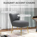 HOMCOM Grey Accent Chair Wingback Armless Chair for Bedroom