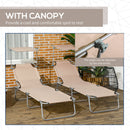 Outsunny Folding Sun Lounger Set of 2 w/ Sunshade Adjustable Backrest