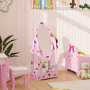 AIYAPLAY 360° Rotating Kids Full Length Mirror with Storage Shelf, Hot Pink