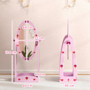 AIYAPLAY 360° Rotating Kids Full Length Mirror with Storage Shelf, Hot Pink