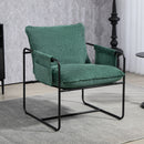 HOMCOM Upholstered Reading Chair with Side Pockets and Steel Frame