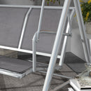 Outsunny Metal Swing Chair Garden Hammock 3 Seater Patio Bench w/ Canopy, Grey