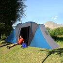 Outsunny 4-6 Man Camping Tent with 2 Bedroom and Living Area, Grey and Orange