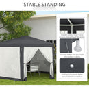 Outsunny Hexagonal Gazebo Patio, Outdoor Canopy Patio Party Tent Dark Grey