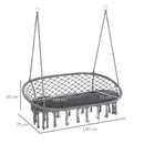 Outsunny Hammock Chair Cotton Rope Porch with Cushion for Indoor Outdoor Using