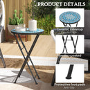 Outsunny Mosaic Garden Table, 35.5cm Folding Coffee Table, Blue