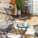 Outsunny Mosaic Garden Table, 35.5cm Folding Coffee Table, Blue