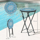 Outsunny Mosaic Garden Table, 35.5cm Folding Coffee Table, Blue