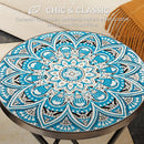Outsunny Mosaic Garden Table, 35.5cm Folding Coffee Table, Blue