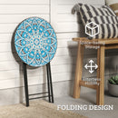 Outsunny Mosaic Garden Table, 35.5cm Folding Coffee Table, Blue