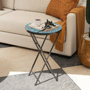 Outsunny Mosaic Garden Table, 35.5cm Folding Coffee Table, Blue