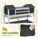 PawHut Tortoise House w/ Adjustable Lamp Holder, Openable Lid, Dual Main Houses