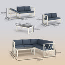 Outsunny 5 Seater Sectional Outdoor Sofa Set with Loveseats for Garden Grey
