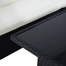 Outsunny Rattan Corner Sofa Set with Table and Footstools - Black